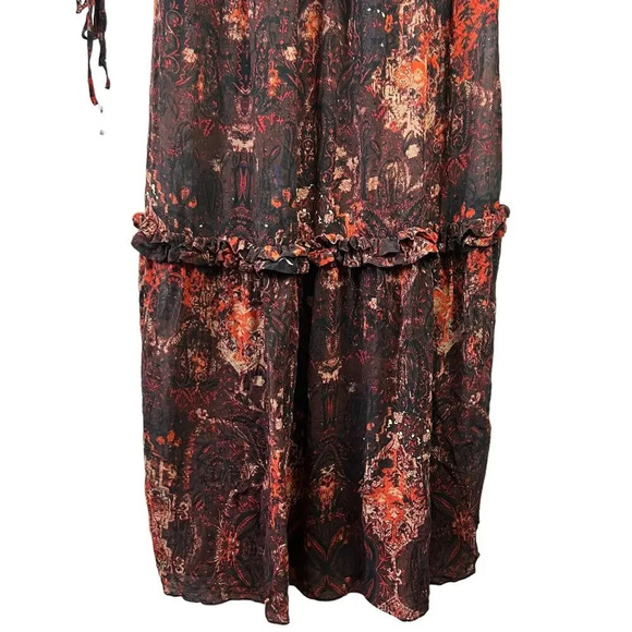 Intermix Silk Red Paisley Maxi Dress Size Small - Picture 5 of 14